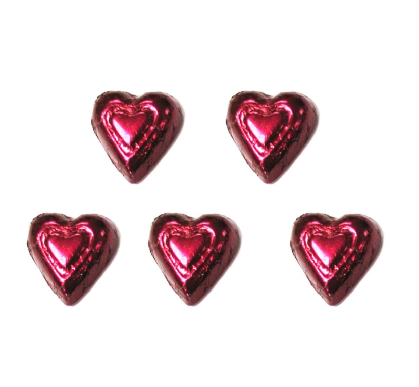 dark chocolate foiled hearts